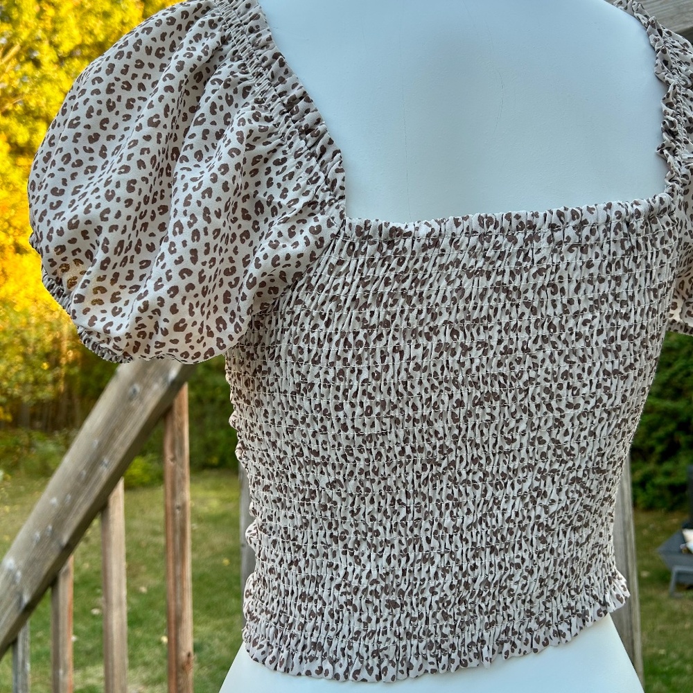 Paper crane⎪Leopard Ruched Crop top - Picture 5 of 7